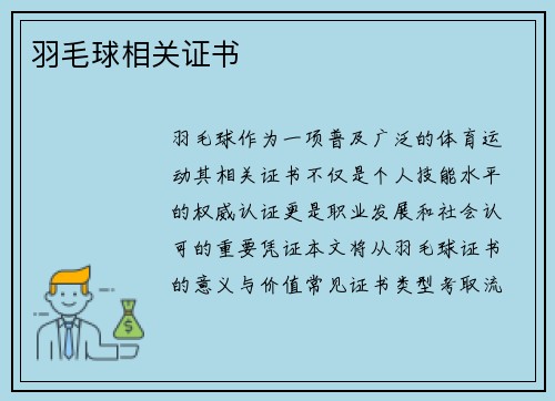 羽毛球相关证书